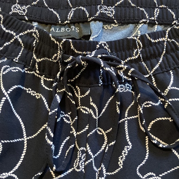 Talbots navy nautical white rope wide leg drawstring preppy vacation pants 6 - Picture 3 of 4